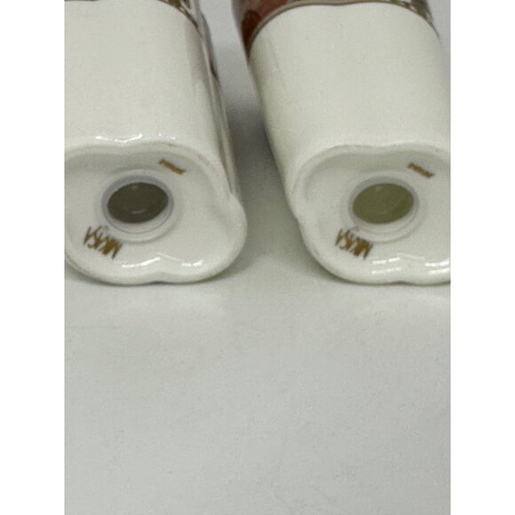 VTG Mikasa Barclay Square Salt & Pepper Shakers Marbled Pink Gold Trim Japan - Picture 8 of 9